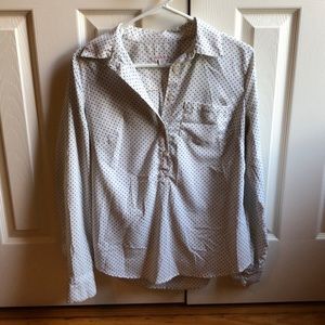 Long sleeve S white blouse with black polka dots